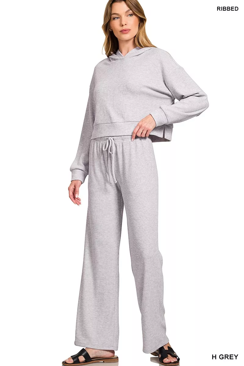 Zenana Drop Shoulder Ribbed Crop Hoodie - Image 6
