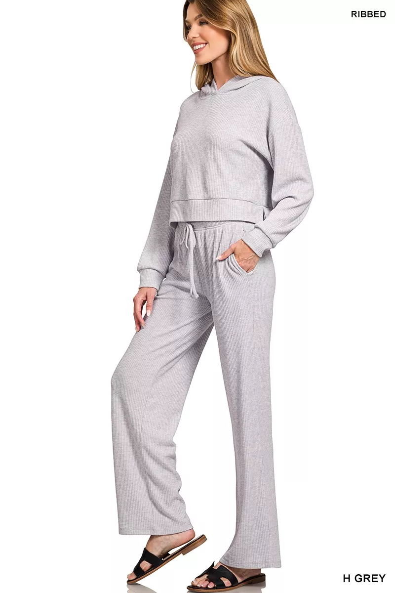 Zenana Drop Shoulder Ribbed Crop Hoodie - Image 7