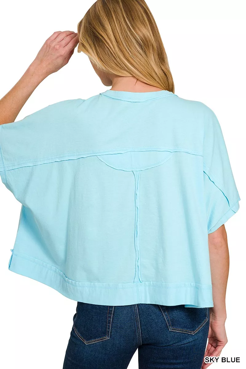 Zenana Exposed Seam Boxy Top - Image 4