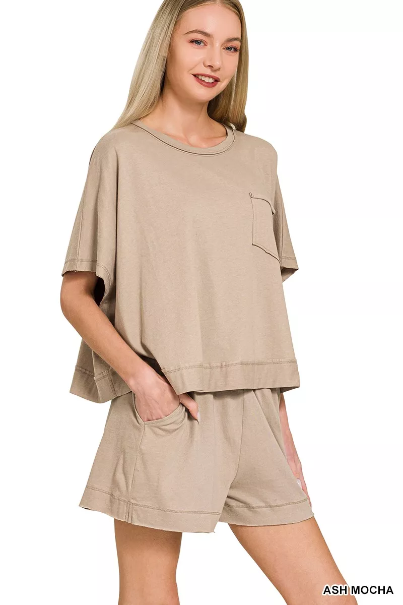 Zenana Exposed Seam Boxy Top & Shorts Set - Image 2
