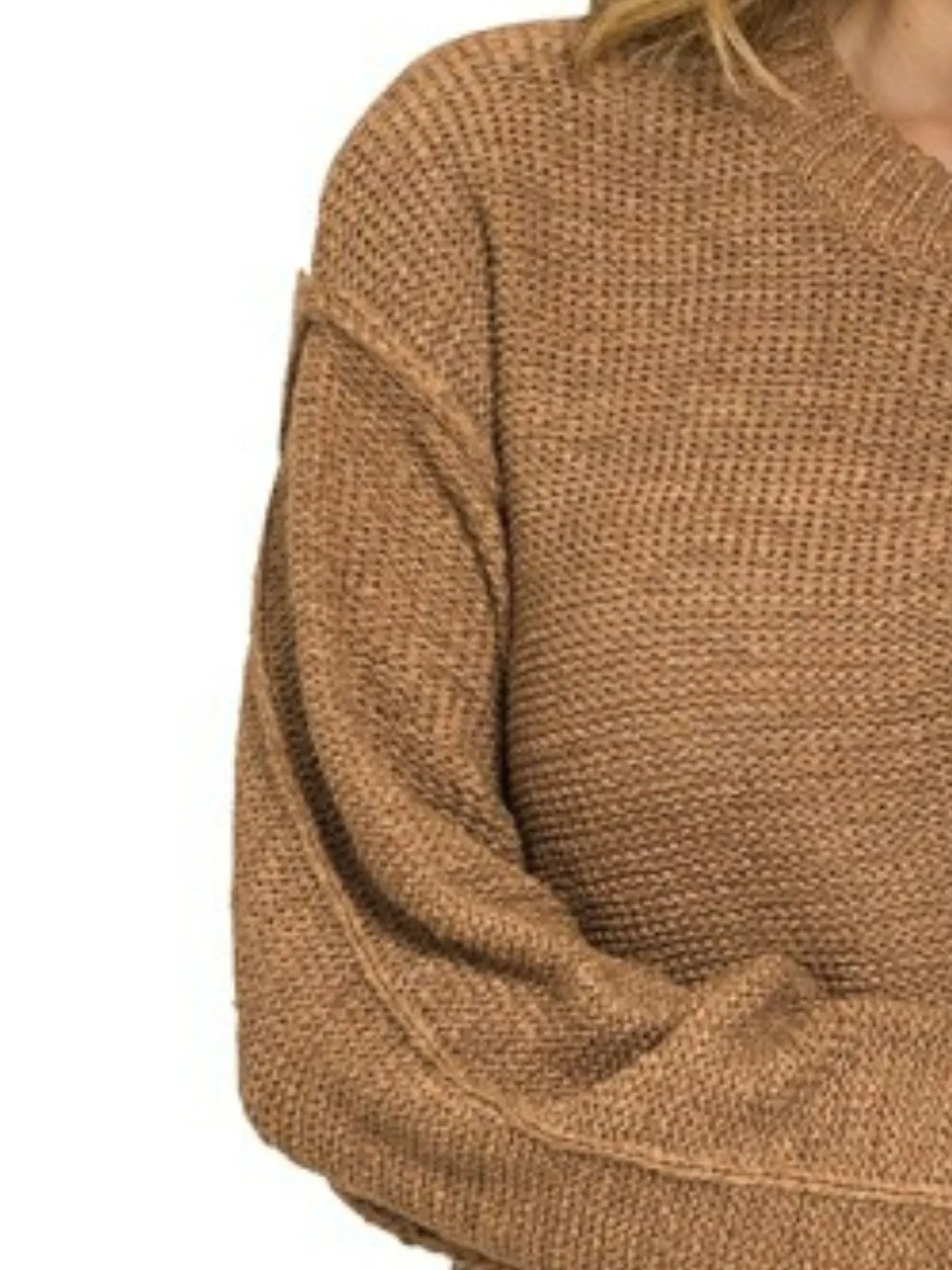 Zenana Exposed Seam Round Neck Sweater - Image 3