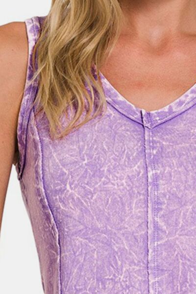 Zenana Exposed Seam V-Neck Wide Strap Tank - Image 2