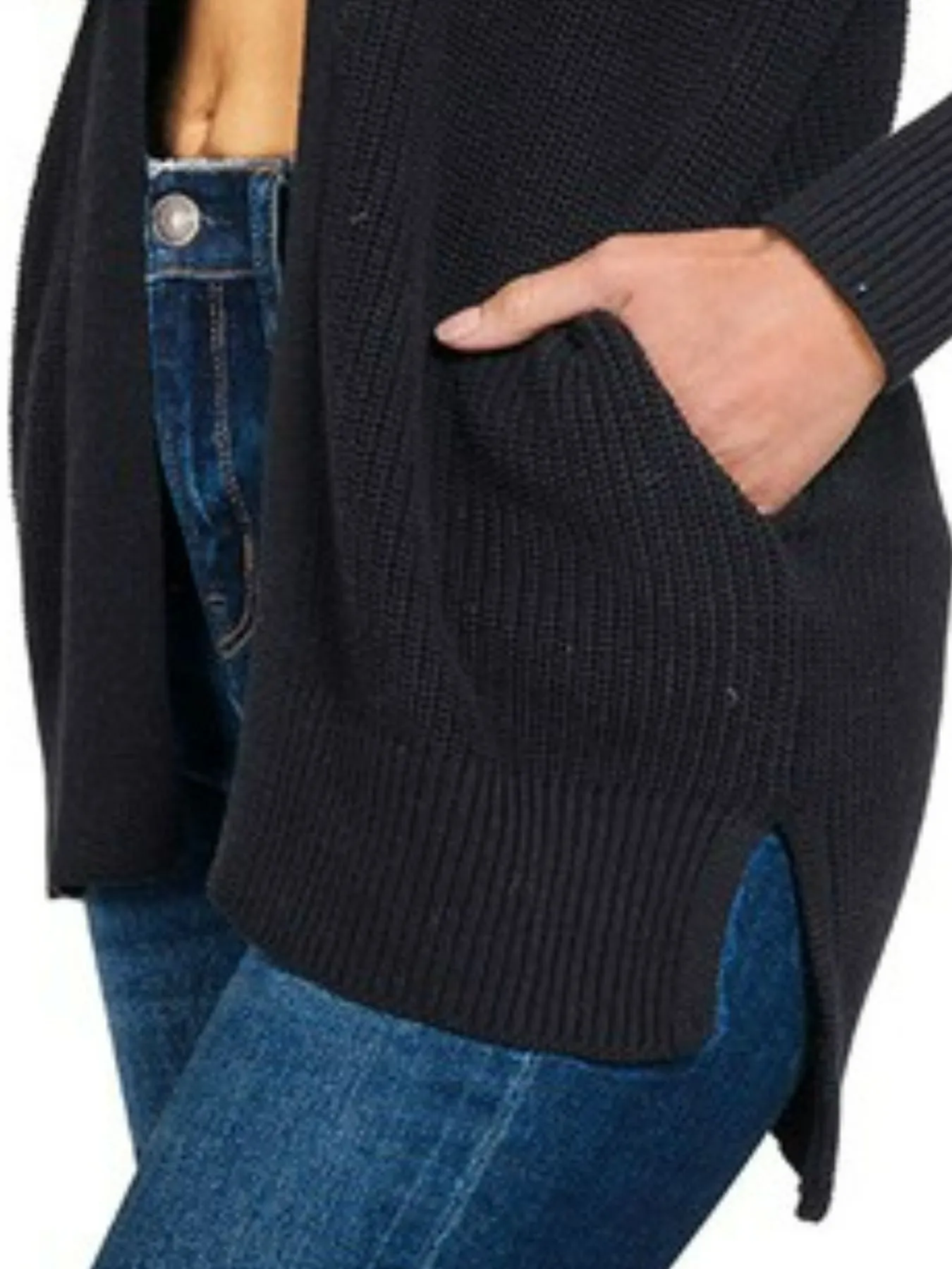 Zenana Eyelet Open Sweater Cardigan with Pockets - Image 2
