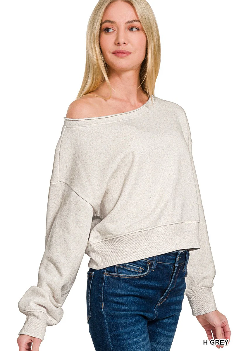 Zenana Fleece Boat-neck Sweatshirt - Image 2