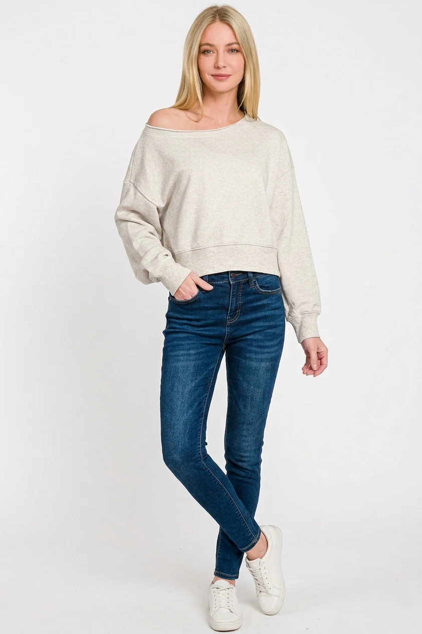 Zenana Fleece Boat-neck Sweatshirt - Image 3