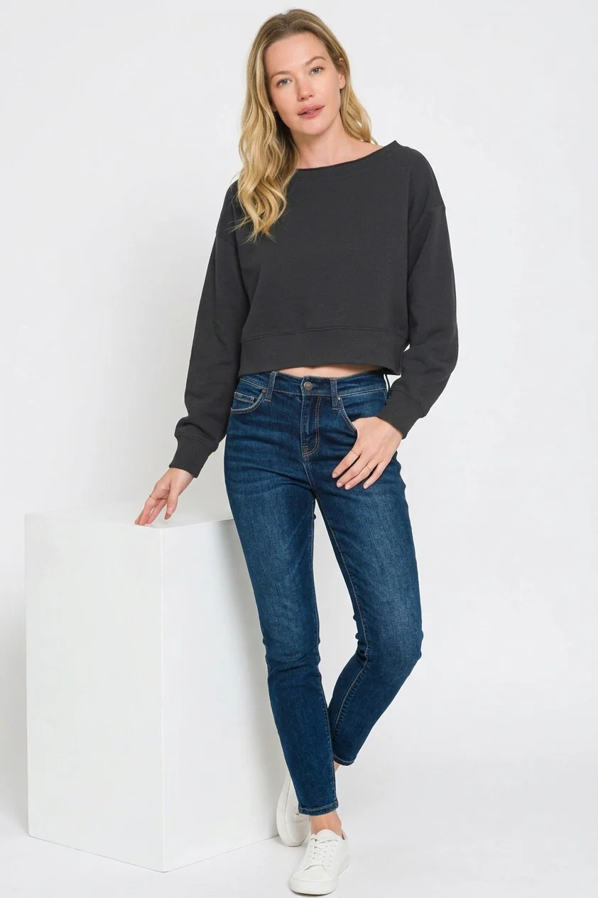 Zenana Fleece Boat-neck Sweatshirt - Image 2
