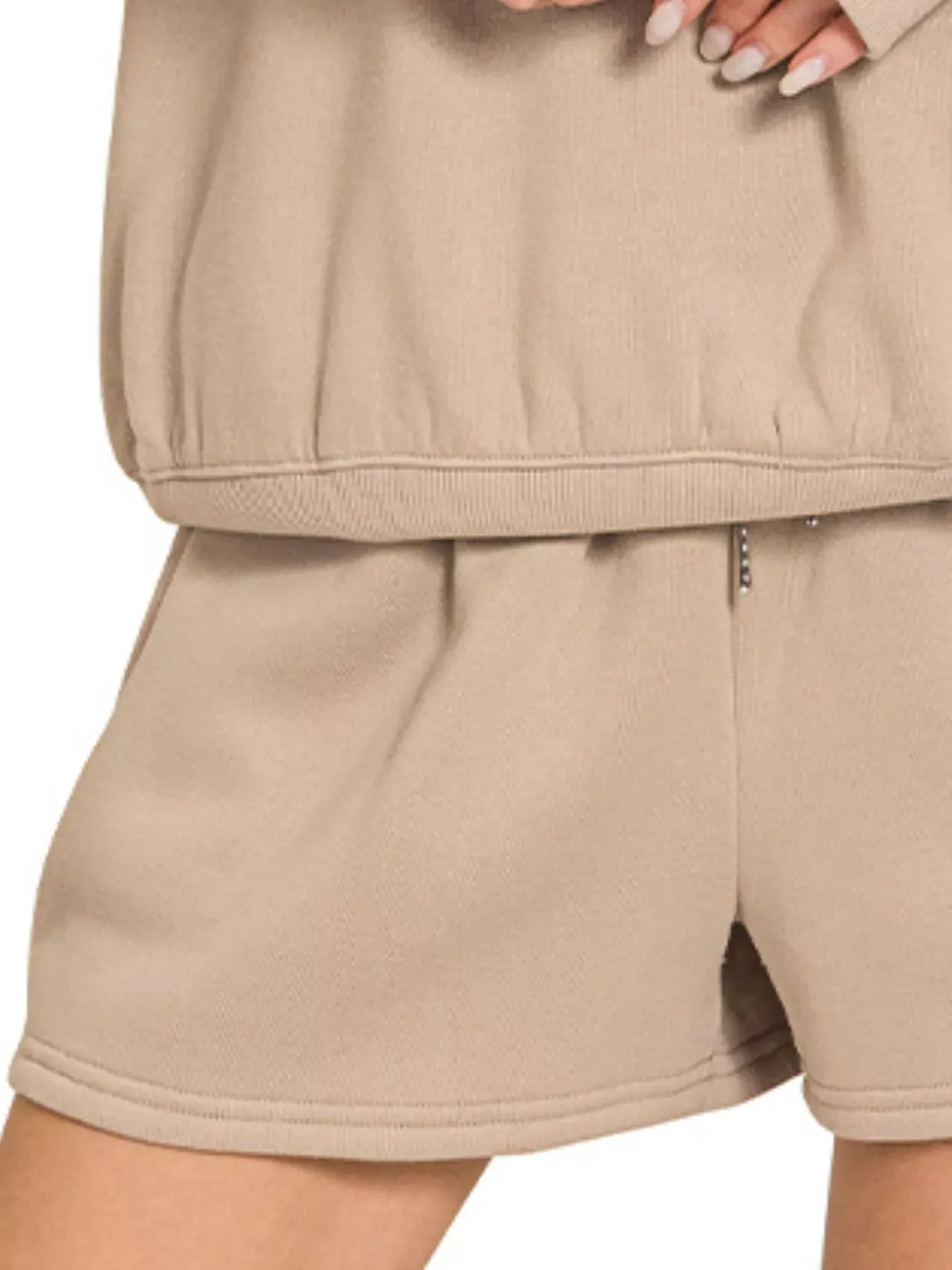Zenana Fleece Boat Neck Sweatshirt and Shorts Set - Image 3
