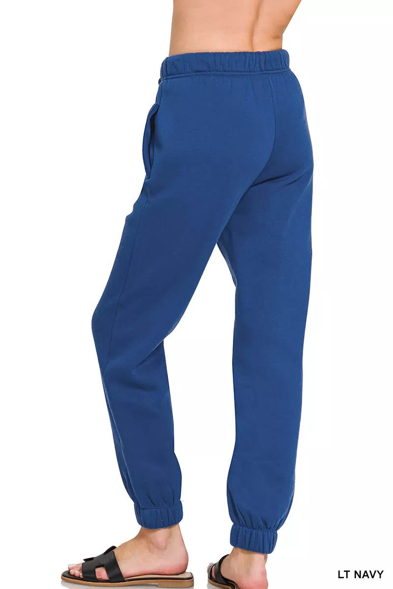Zenana Fleece Drawstring Joggers With Pocket - Image 3