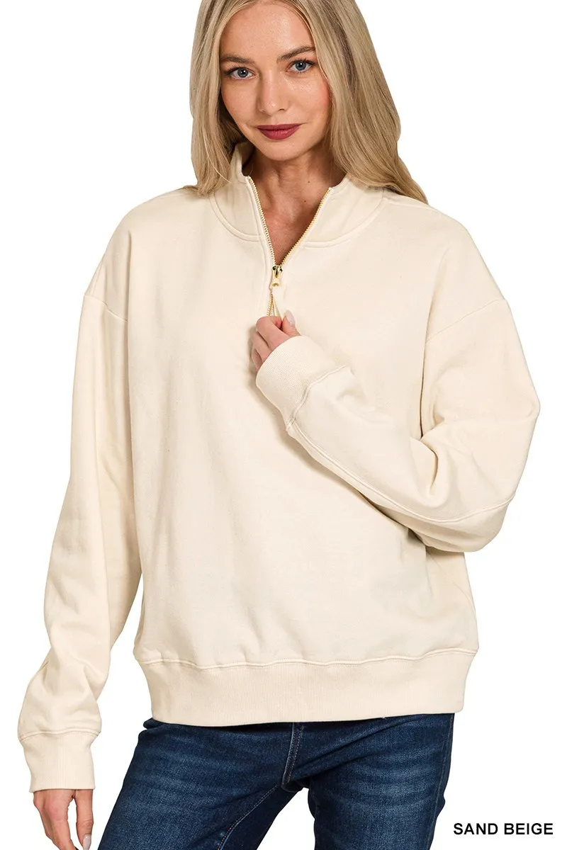 Zenana Fleece Half Zip Sweatshirt - Image 2