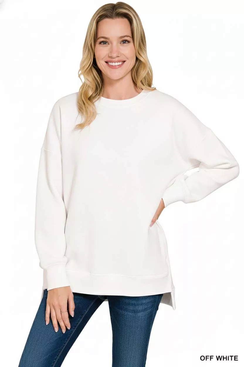 Zenana Fleece Hi-low Boyfriend Sweatshirts with Pockets - Image 2