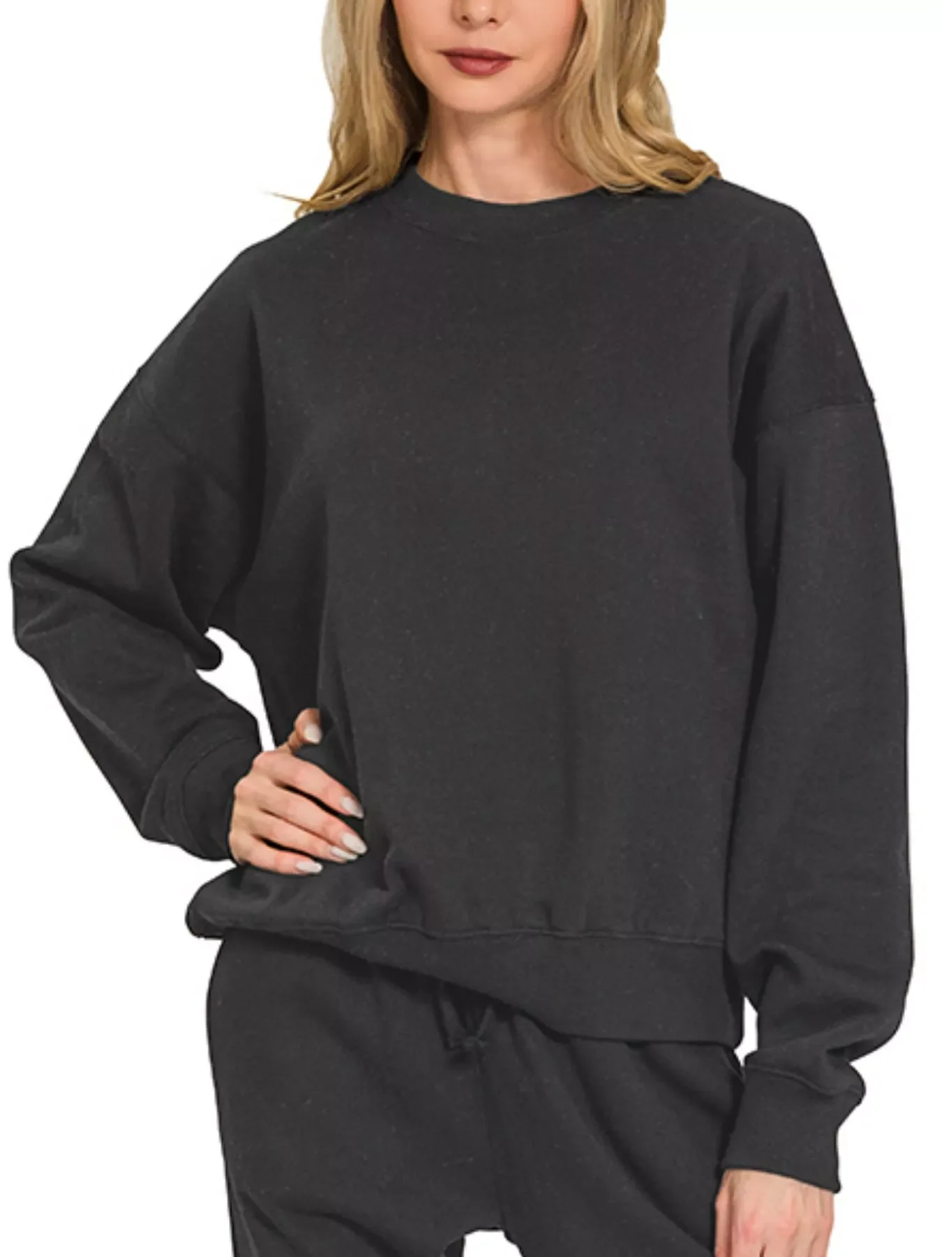 Zenana Fleece Long Sleeve Pullover & Jogger Set - Image 2