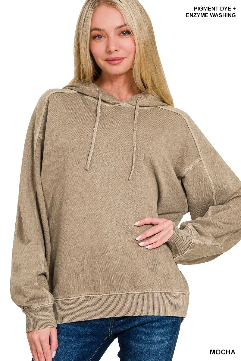 Zenana French Terry Pigment Dye & Enzyme Washing Hoodie - Image 2