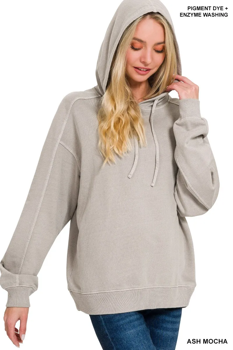 Zenana French Terry Pigment Dye & Enzyme Washing Hoodie - Image 2
