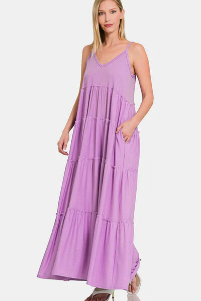 Zenana Frill Tiered V-Neck Maxi Cami Dress - Image 2