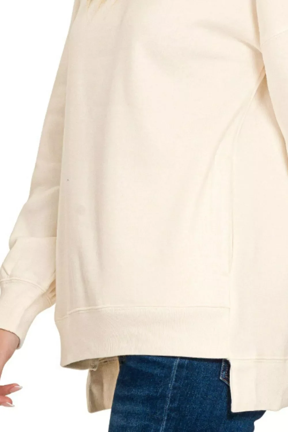 Zenana Full Size Fleece Hi-low Boyfriend Sweatshirts with Pockets Plus Size - Image 3