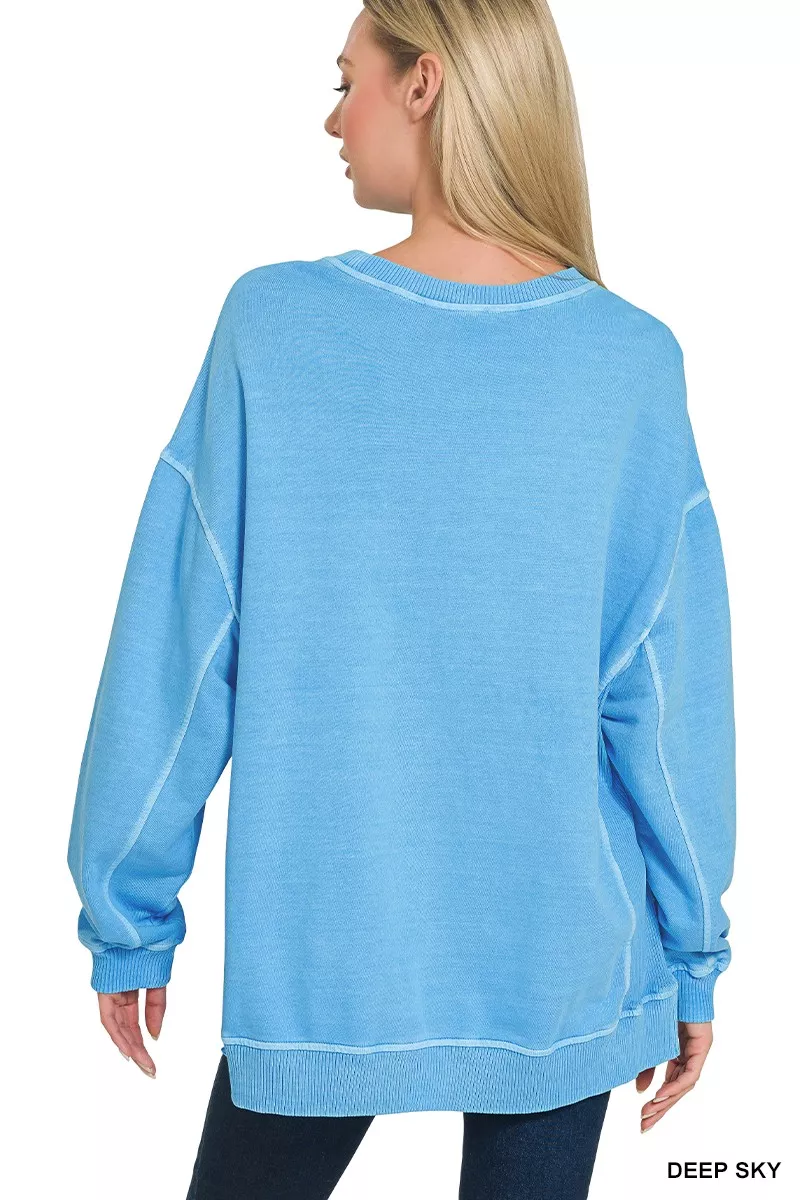 Zenana Full Size French Terry Pigment Dye & Enzyme Washing Pullover Plus Size - Image 3