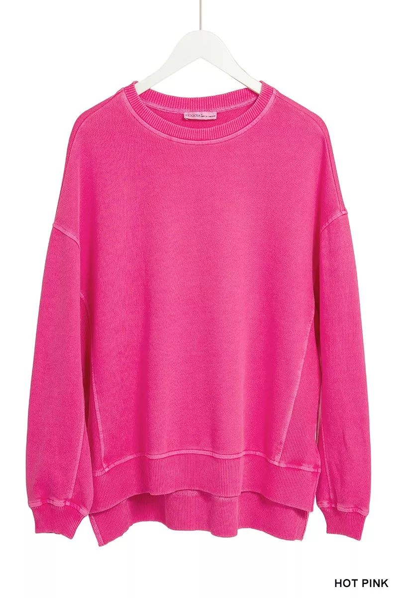 Zenana Full Size French Terry Pigment Dye & Enzyme Washing Pullover Plus Size - Image 4