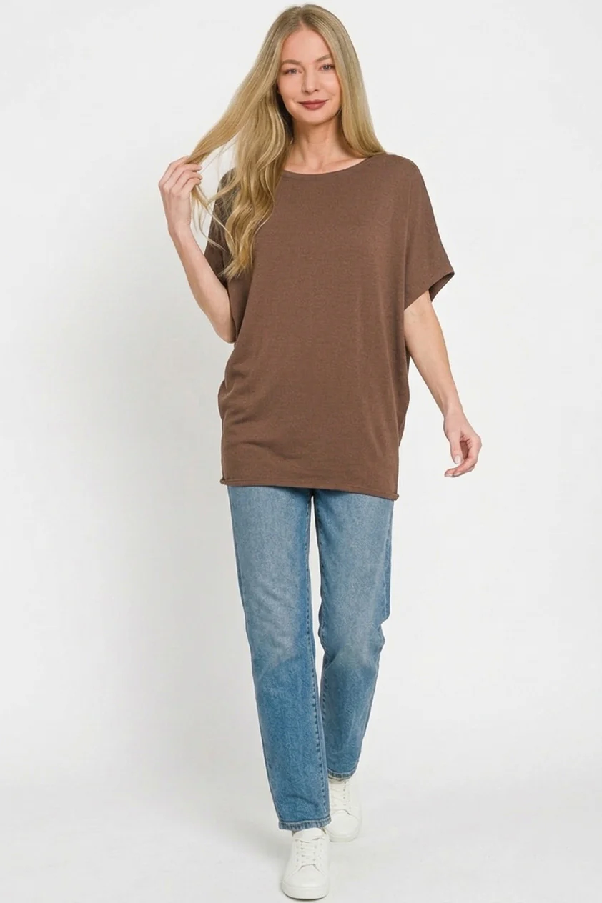 Zenana Hacci Dolman Sleeve Boat Neck Top - Image 2