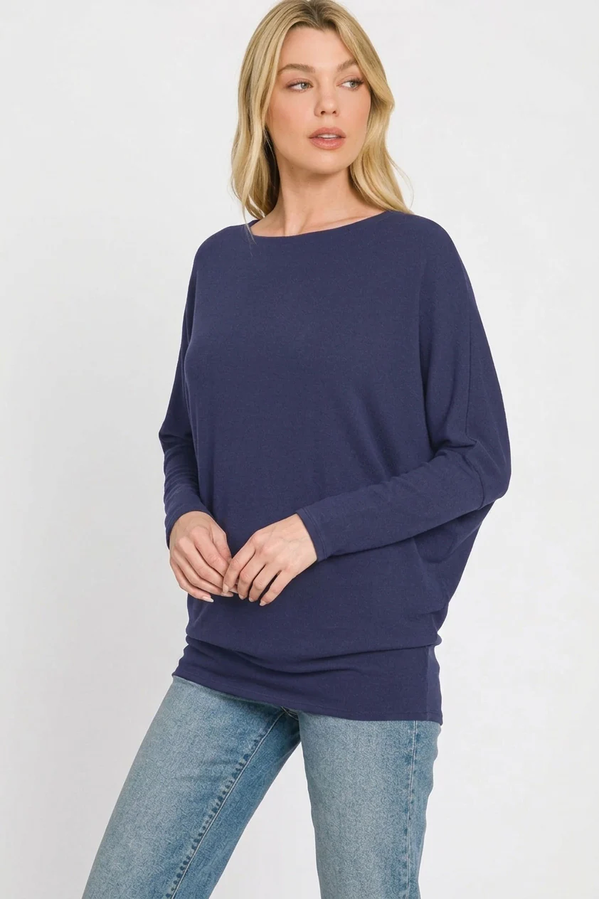 Zenana Hacci Dolman Sleeve Boat Neck Top - Image 3