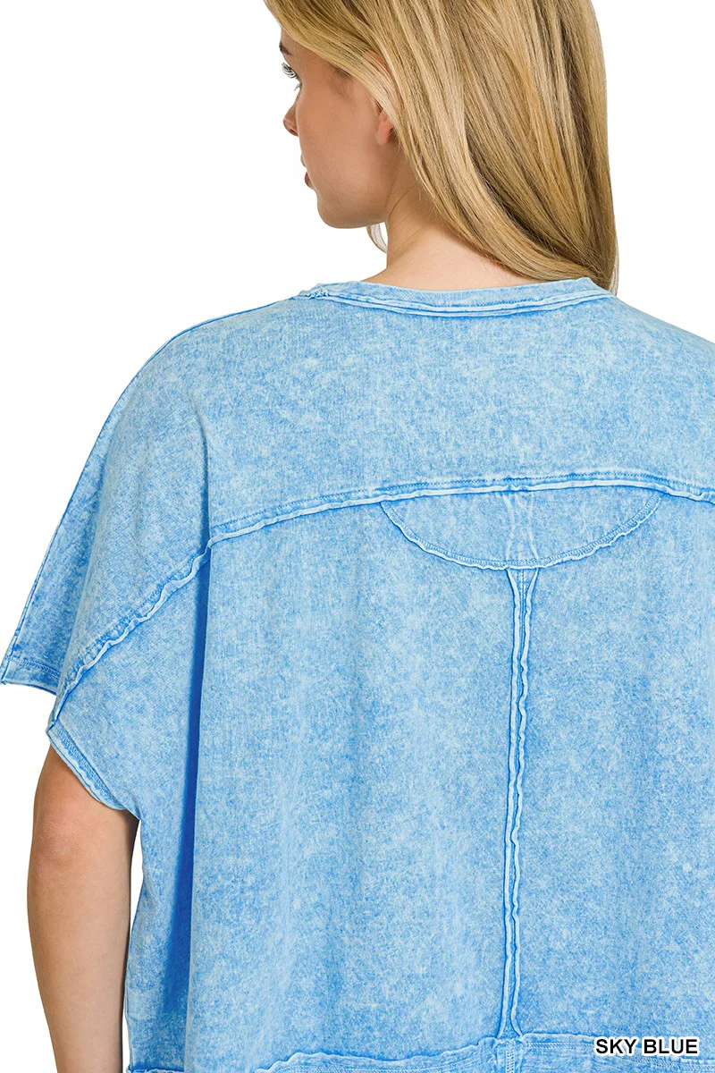 Zenana Halo Snow Washed Boxy Top & Shorts Set - Image 2