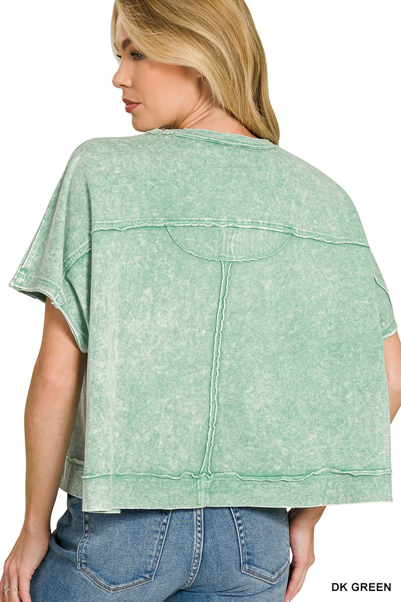 Zenana Halo Washed Oversized Top - Image 3
