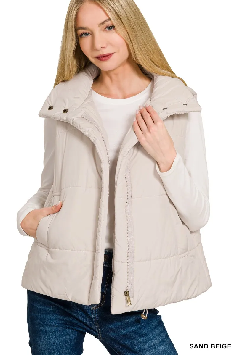 Zenana High Neck Zip-Up Vest Coat - Image 3