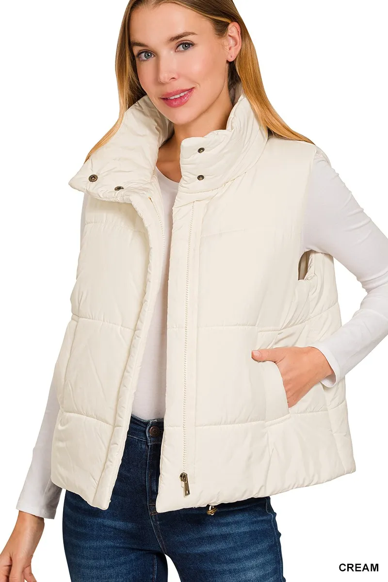 Zenana High Neck Zip-Up Vest Coat - Image 2