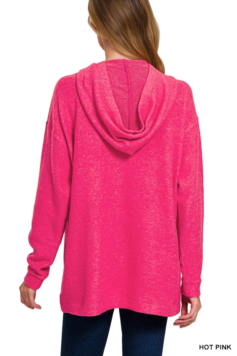 Zenana Hooded Brushed Melange Hacci Sweater - Image 3