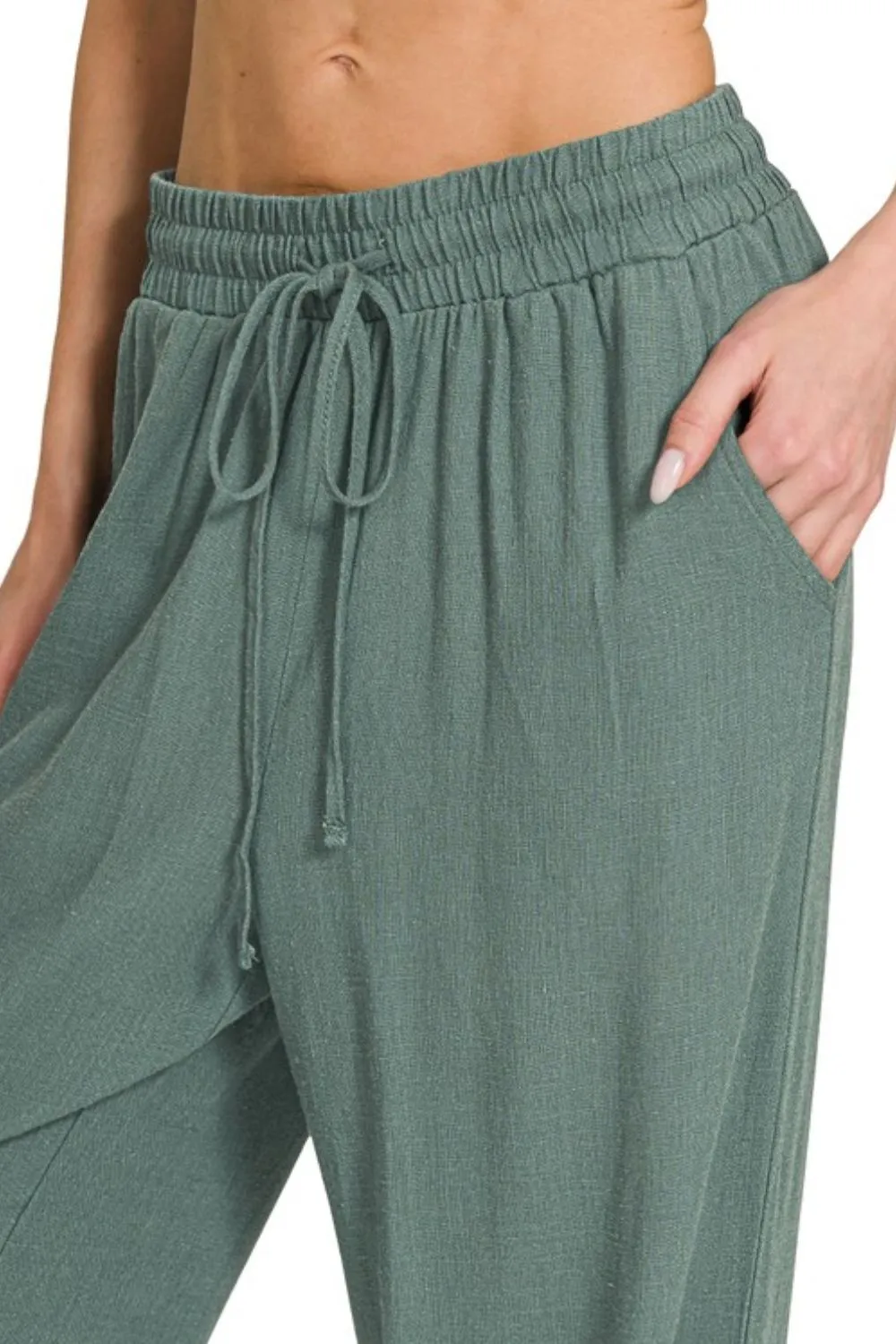 Zenana Linen Drawstring Pants - Image 3