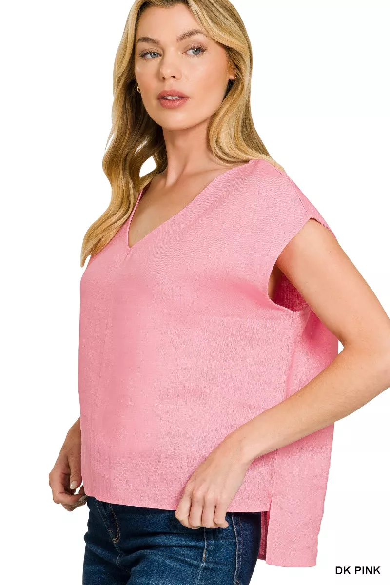 Zenana Linen V-Neck Sleeveless Top - Image 2