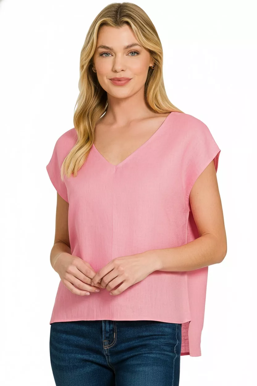Zenana Linen V-Neck Sleeveless Top - Image 3
