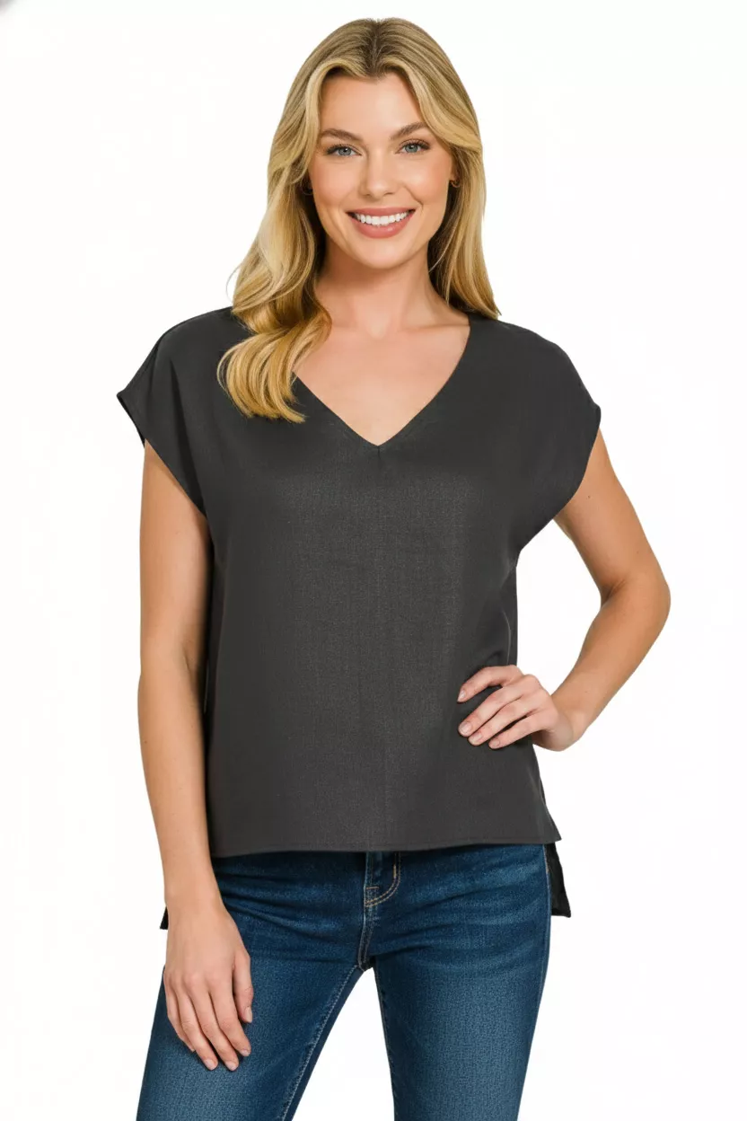 Zenana Linen V-Neck Sleeveless Top - Image 3