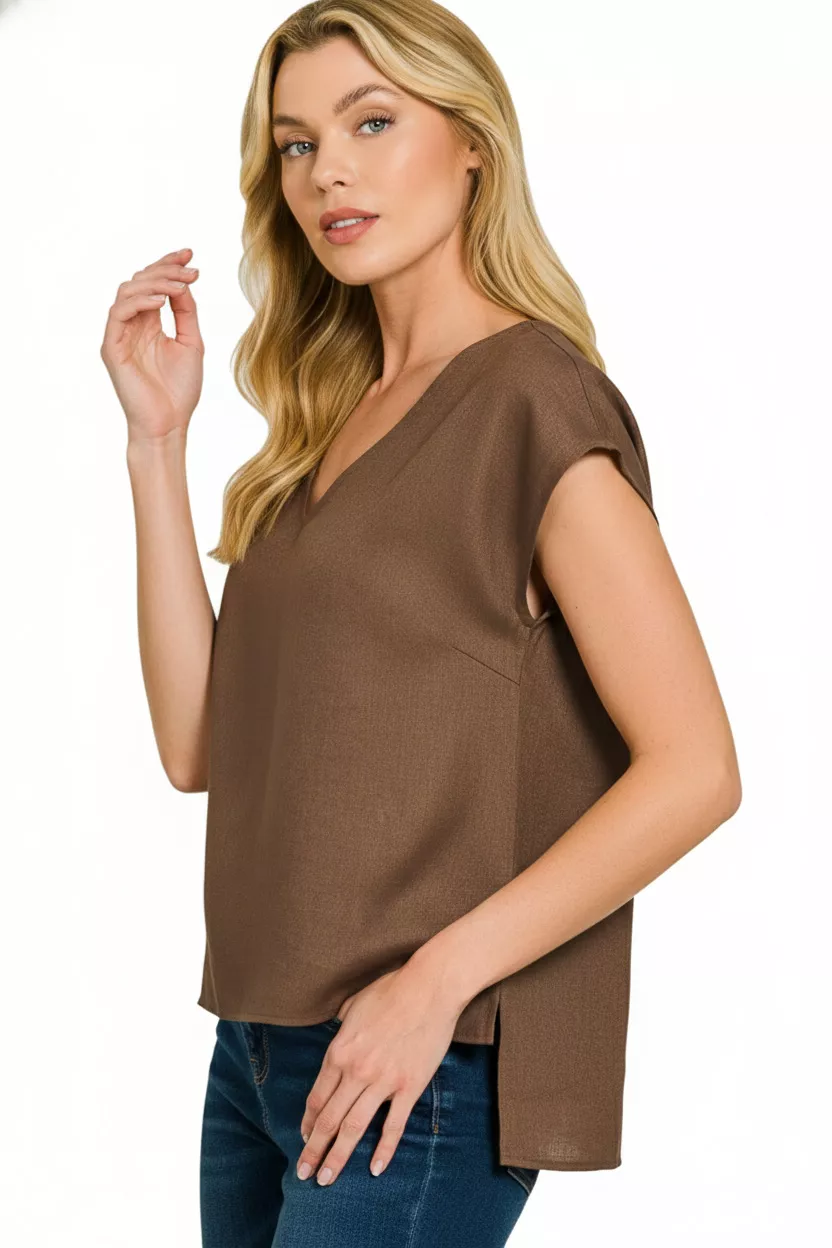 Zenana Linen V-Neck Sleeveless Top - Image 2