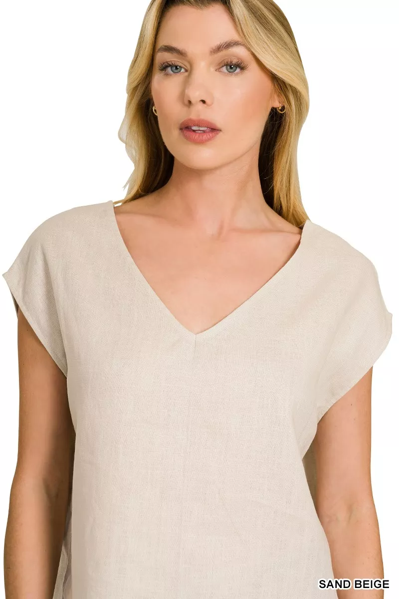 Zenana Linen V-Neck Sleeveless Top - Image 4