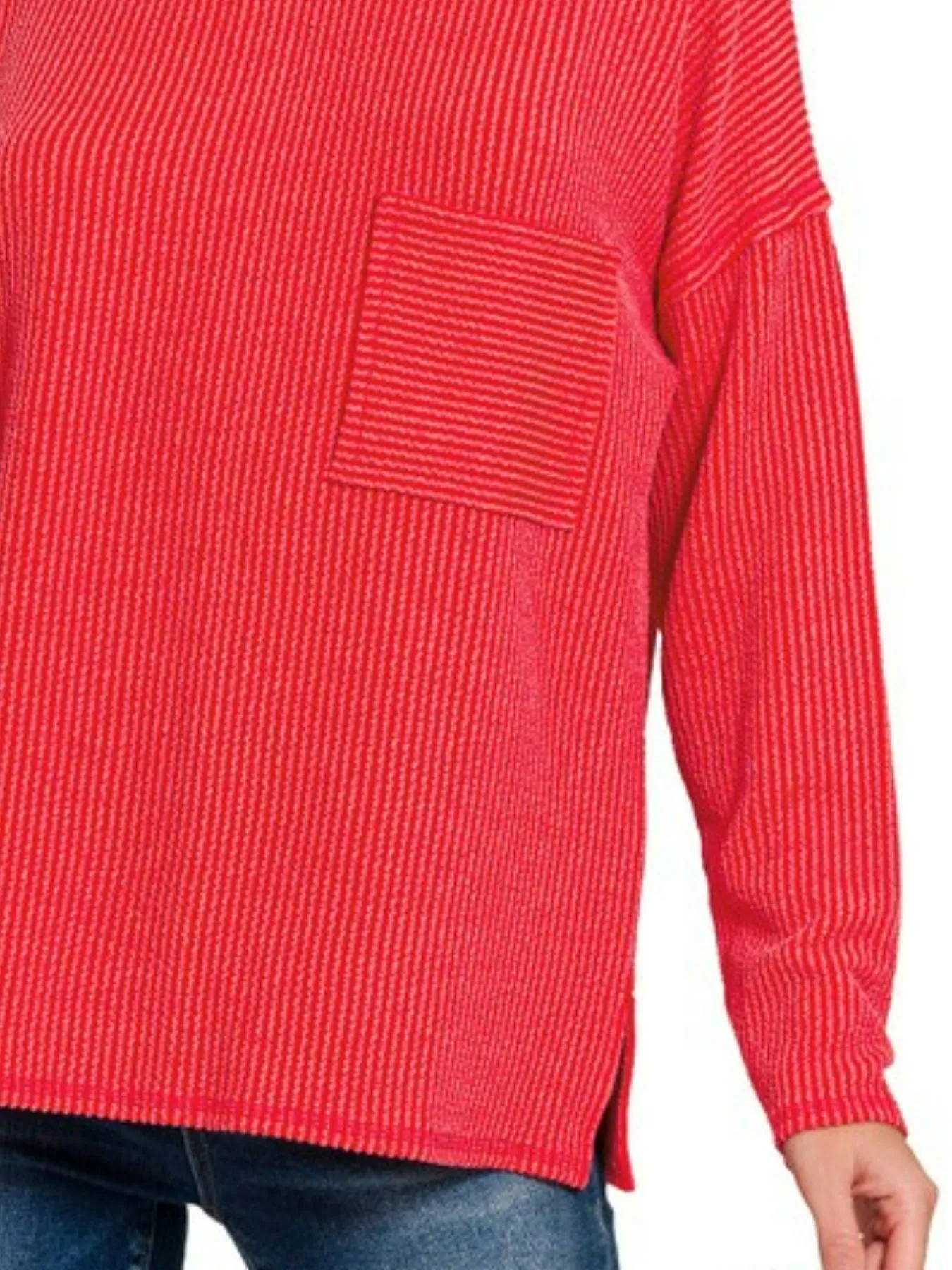 Zenana Long Sleeve Drop Shoulder Rib Top - Image 3