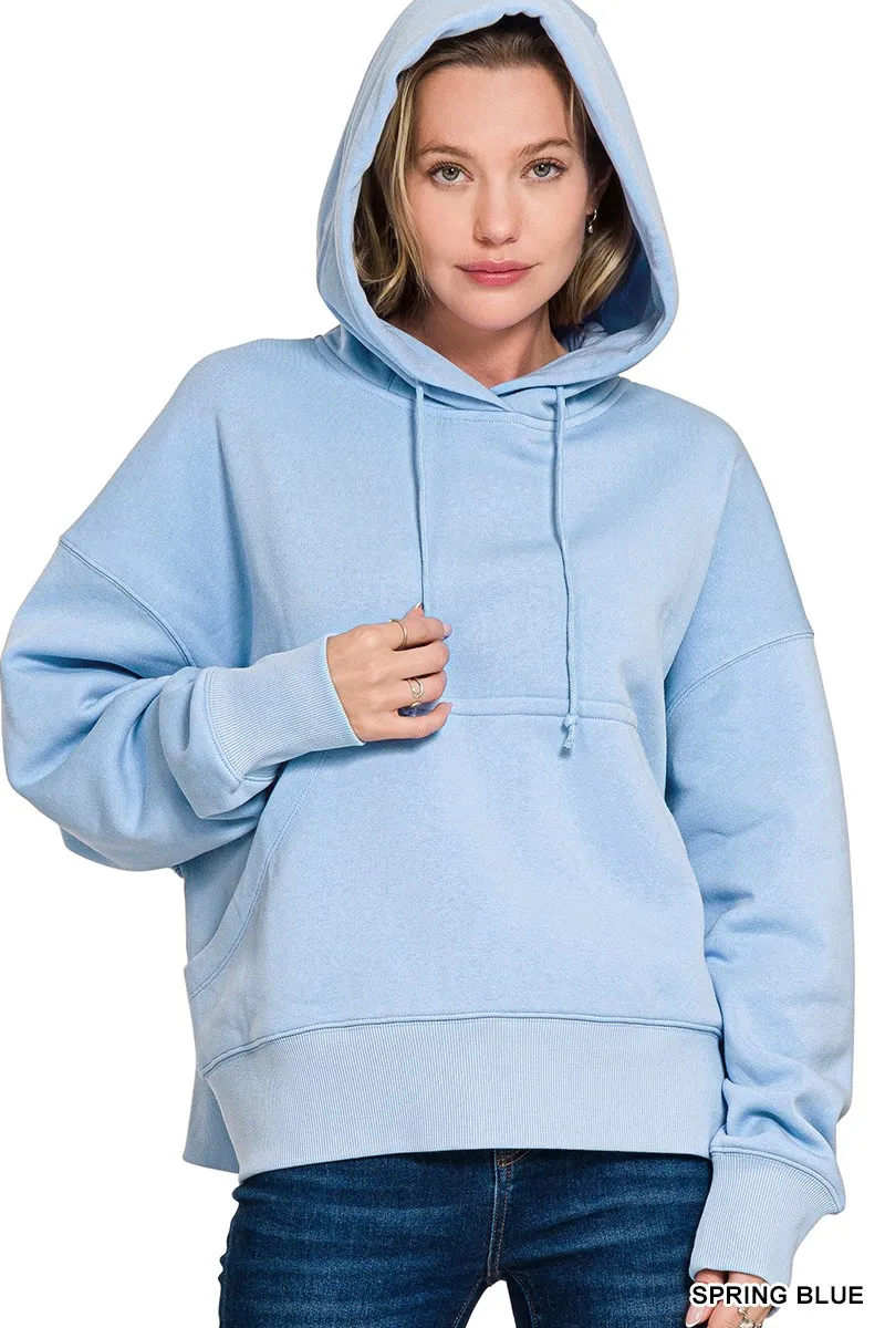 Zenana Oversized Fleece Kangaroo Pocket Hoodie - Image 2