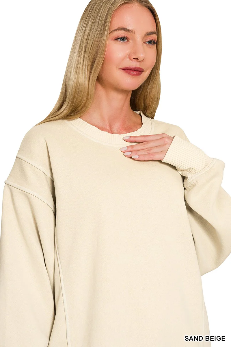 Zenana Pigment Dye Exposed-seam Fleece Sweatshirt - Image 2