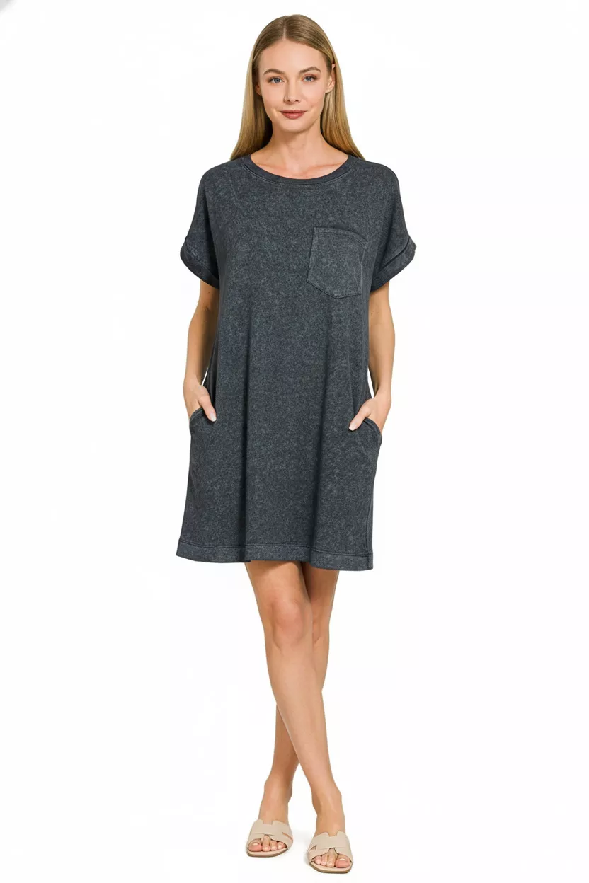 Zenana Premium Cotton Washed T-Shirt Dress - Image 3