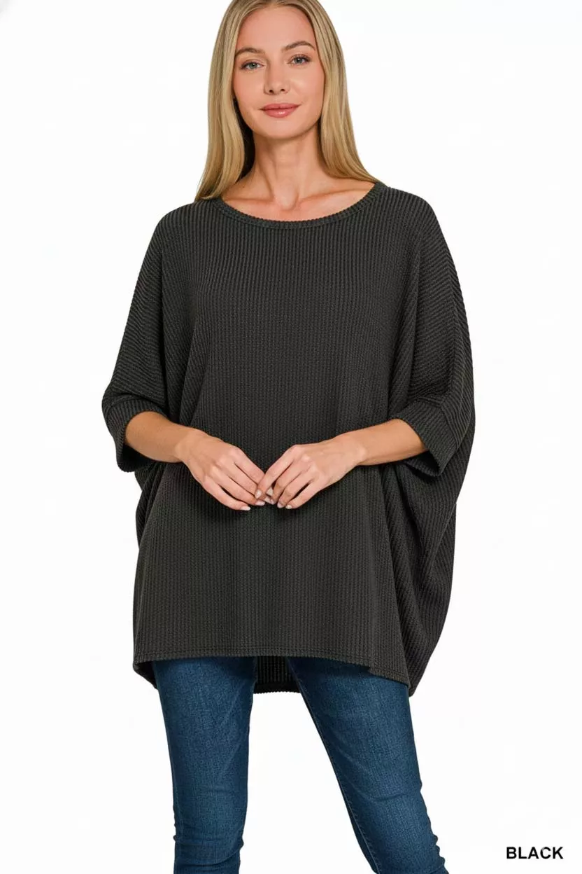 Zenana Raised Rib Bat Sleeve Top - Image 3