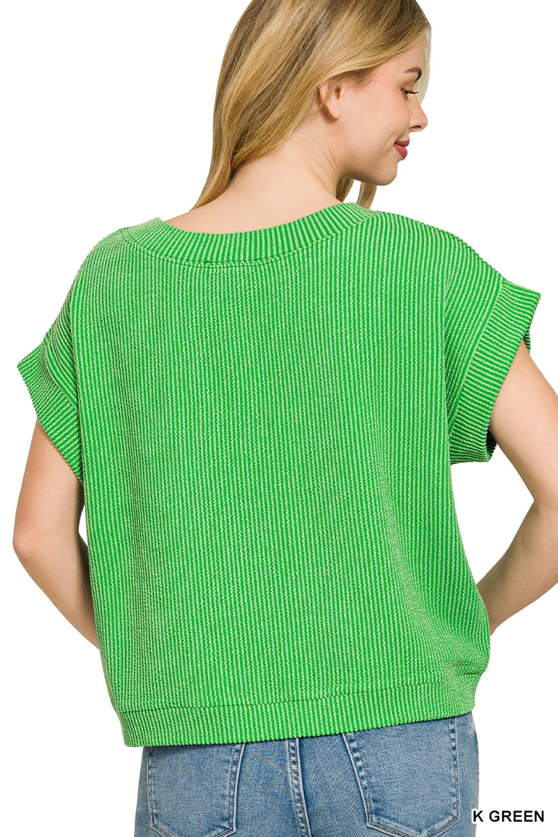 Zenana Raised Rib Cap Sleeve Top - Image 3