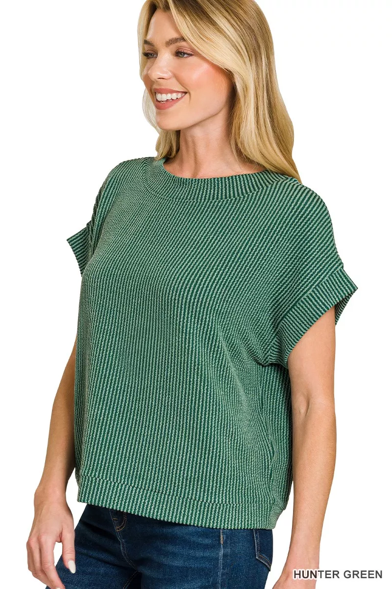 Zenana Raised Rib Cap Sleeve Top - Image 2