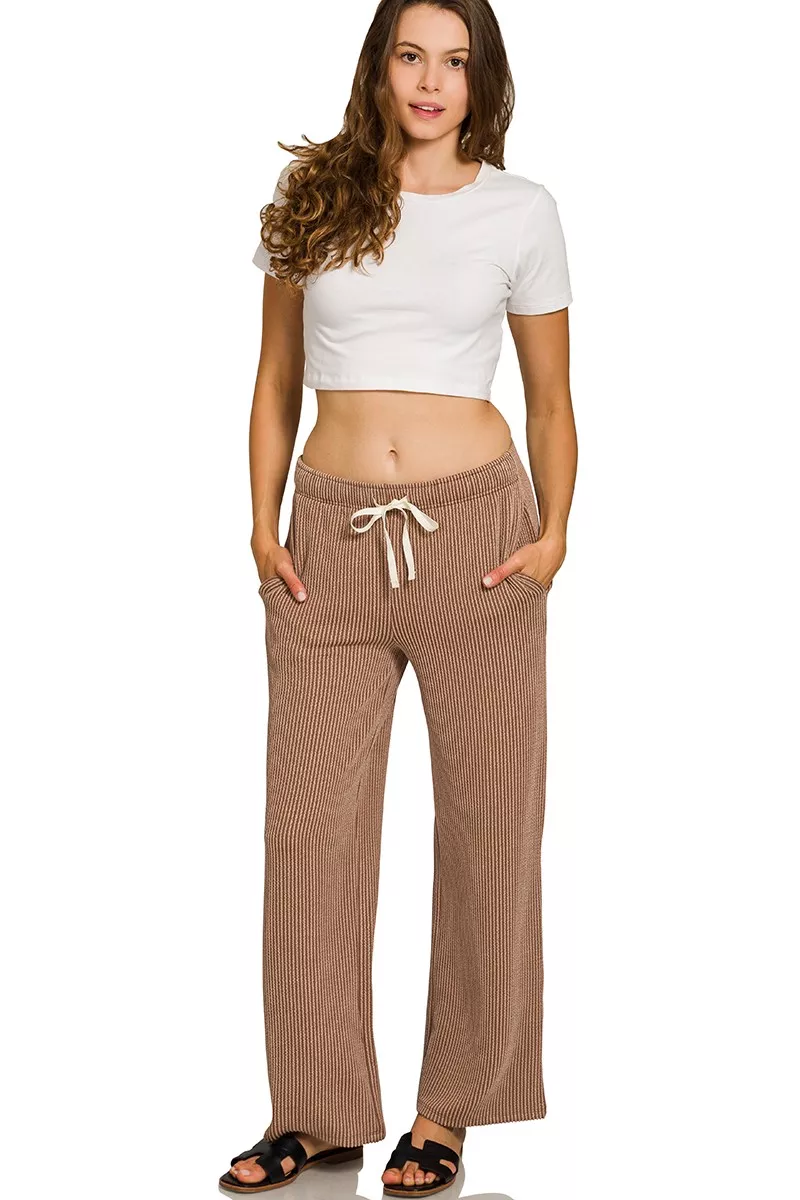 Zenana Raised Rib Short Sleeve Tee & Pants Set - Image 2