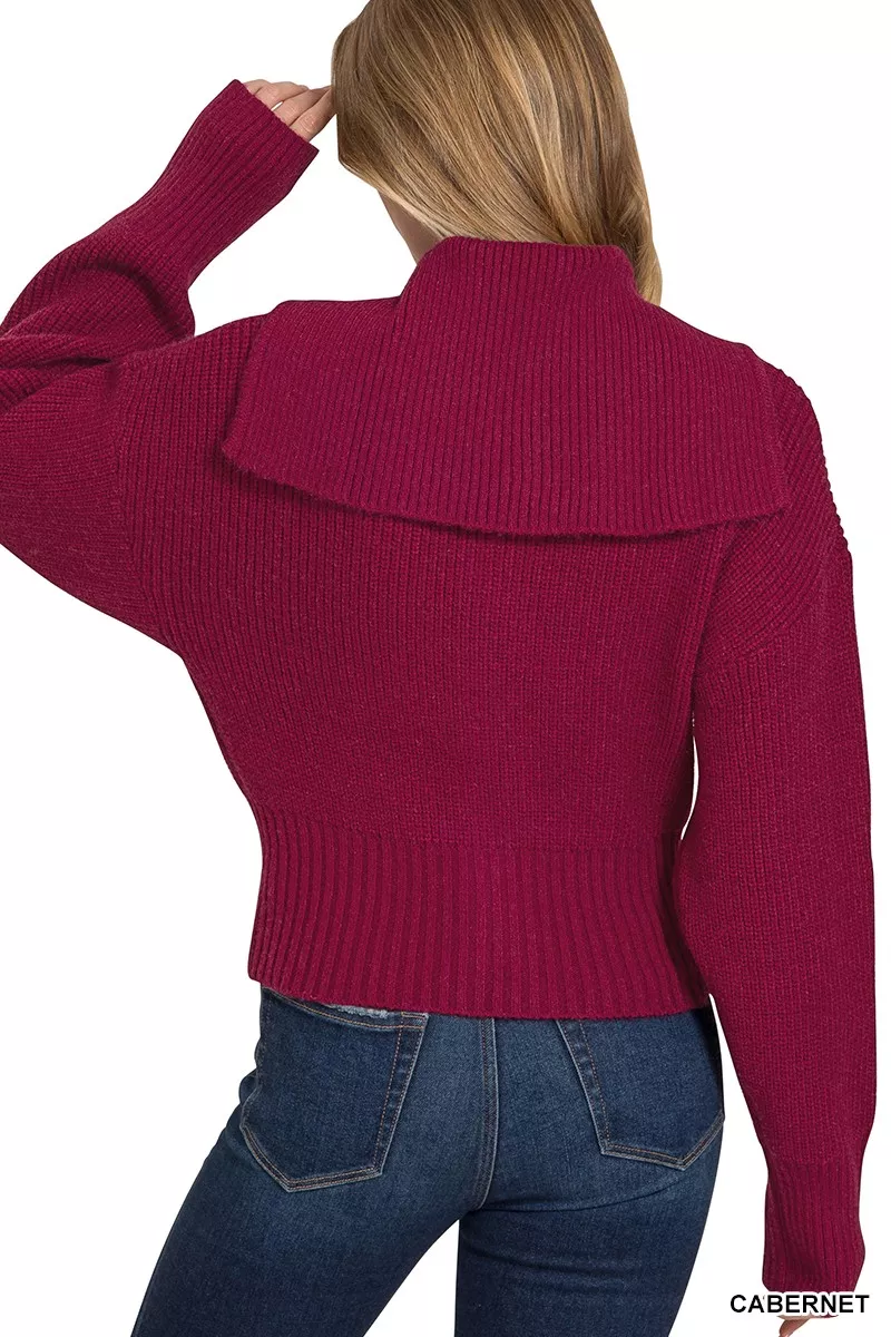 Zenana Ribbed Collared Zip Up Sweater Cardigan - Image 4