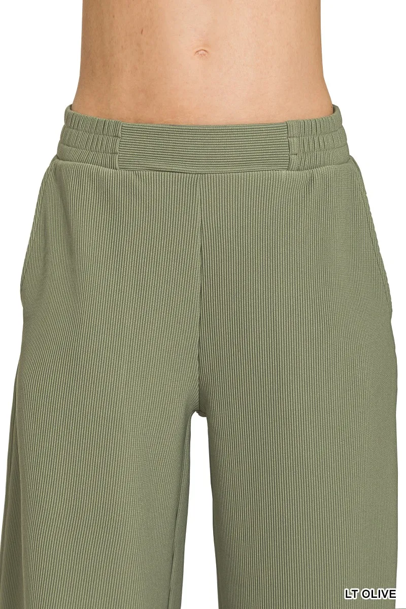 Zenana Ribbed High Neck Half Zip Pullover & Pants Set - Image 10