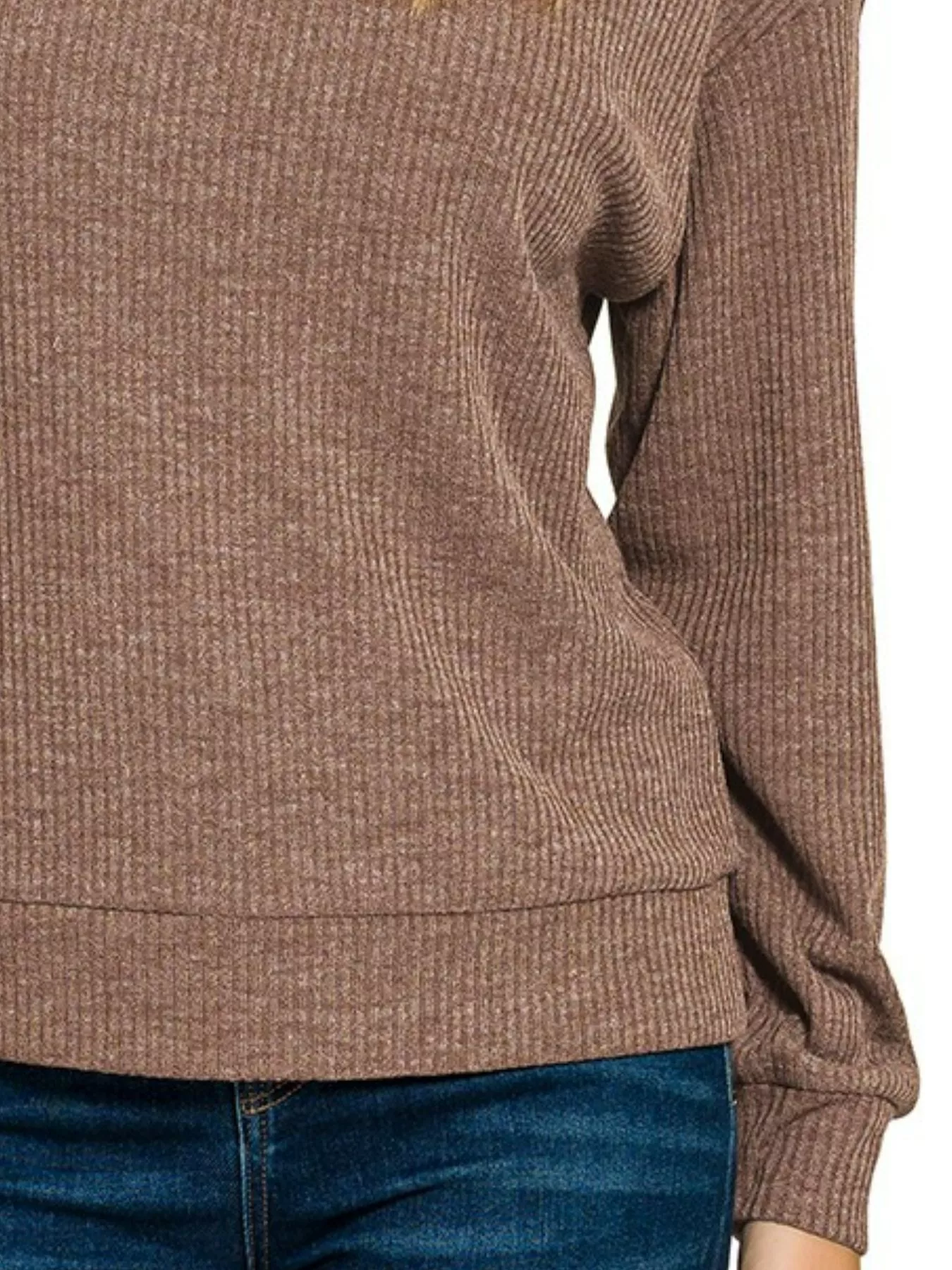 Zenana Ribbed Long Sleeve Hoodie - Image 3