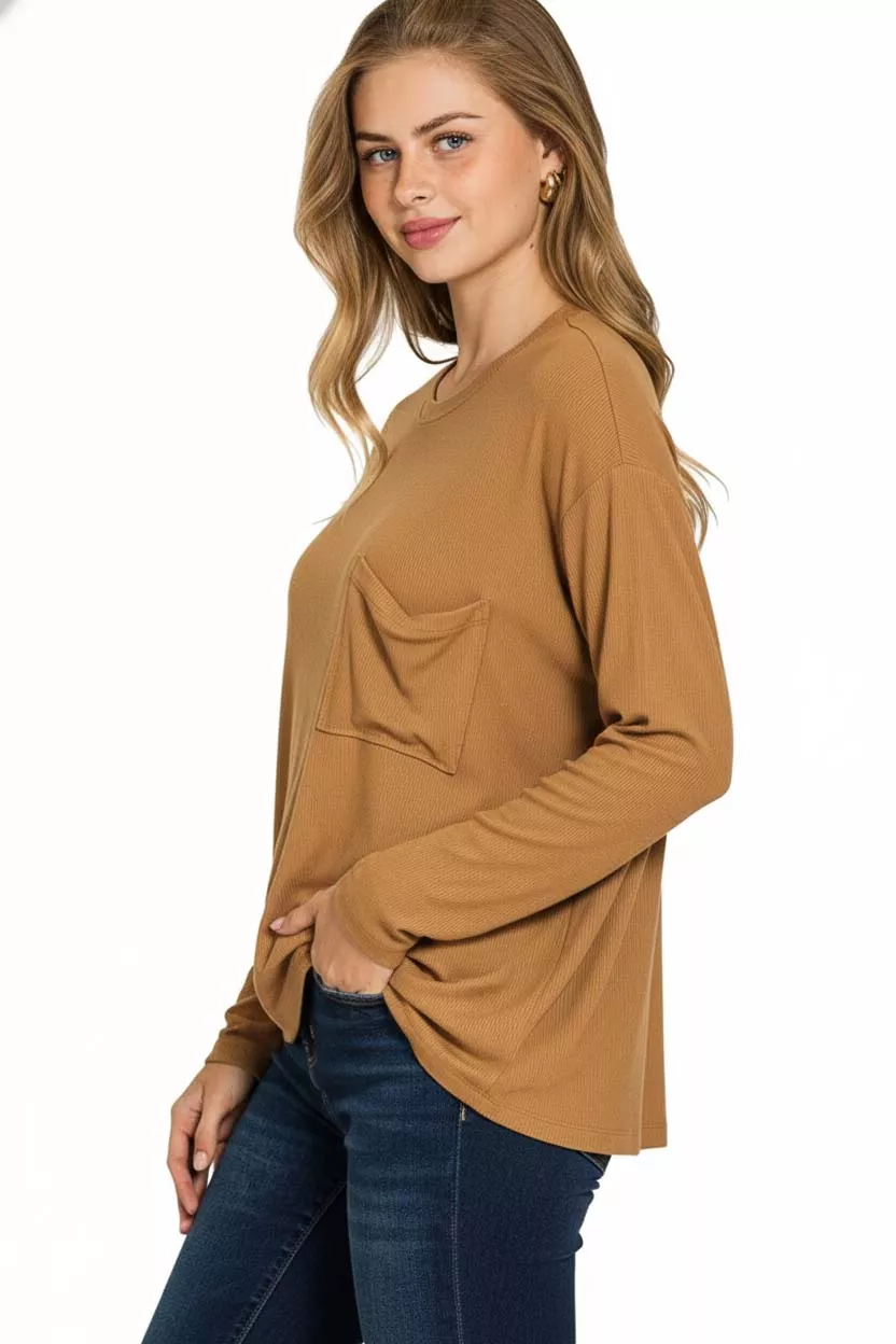 Zenana Ribbed Rayon Span Dolman Sleeve Top - Image 3