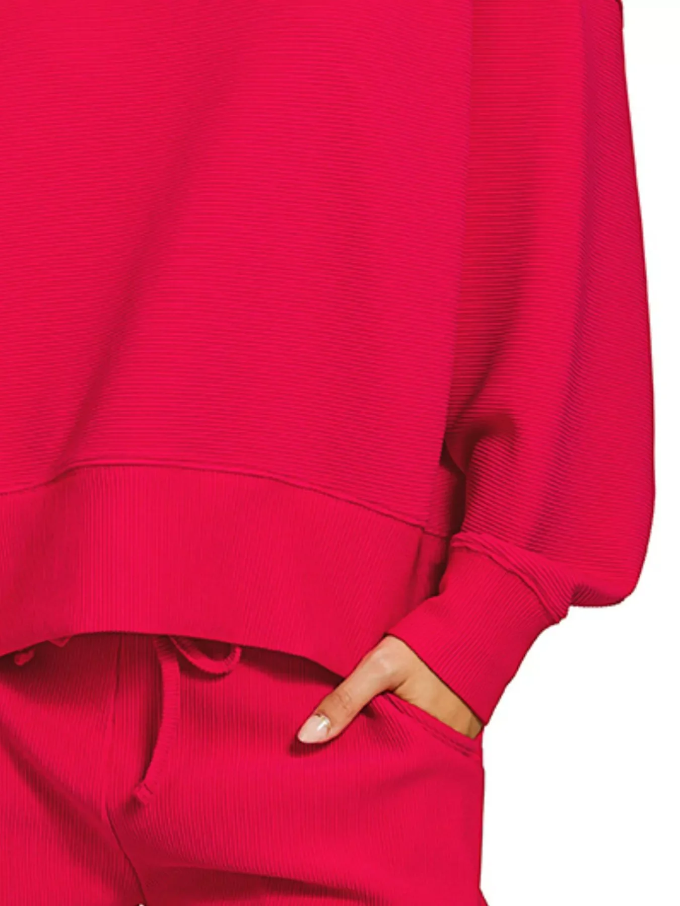 Zenana Ribbed Round Neck Pullover and Shorts Set - Image 3