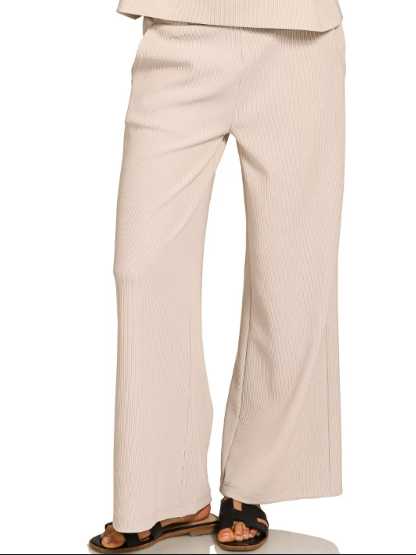 Zenana Ribbed Round Neck Tee & Pants Set - Image 3