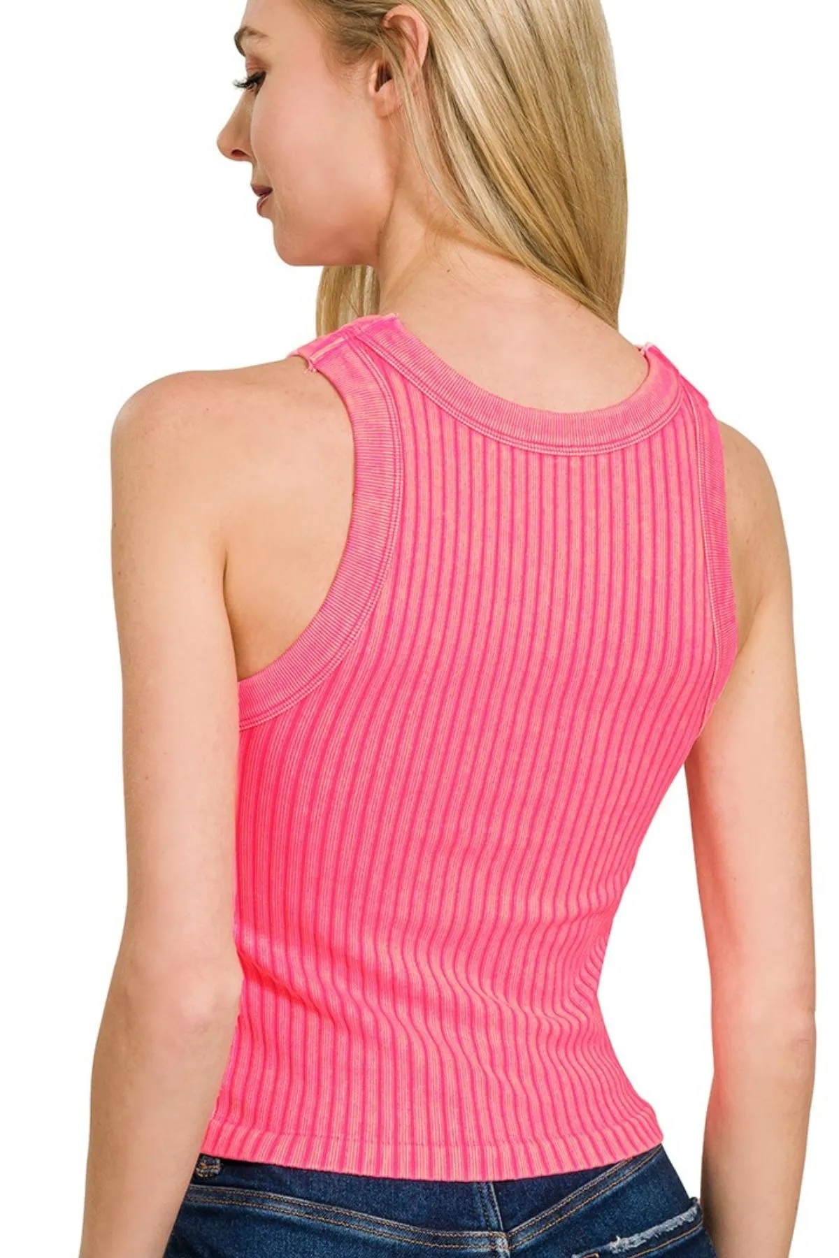 Zenana Ribbed Washed Seamless Tank Top - Image 3