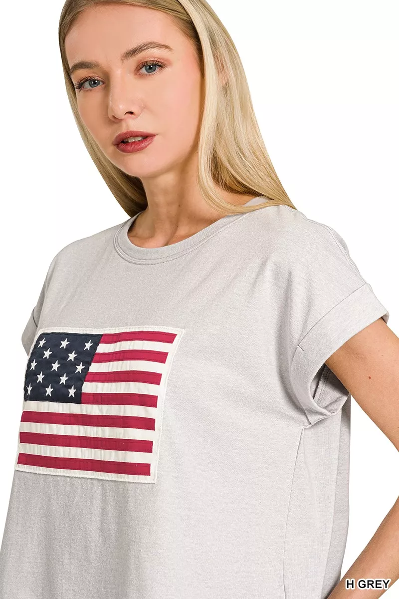 Zenana Round Neck Short Sleeve American Flag T-Shirt - Image 3